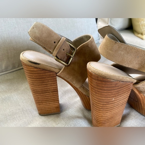 Aldo Suede Block Heeled Sandals Tan Women’s Size 6.5 - Picture 6 of 8